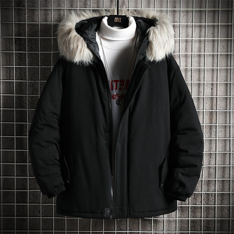 MM48099-P130冬季大毛领衣男士大码加厚袄男服网格挂拍,男装棉衣,电商A040A
