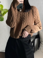 2024年秋季短款圆领扭花毛衣长袖针织衫女内搭打底衫，女装羊毛衫，千御纺羊绒