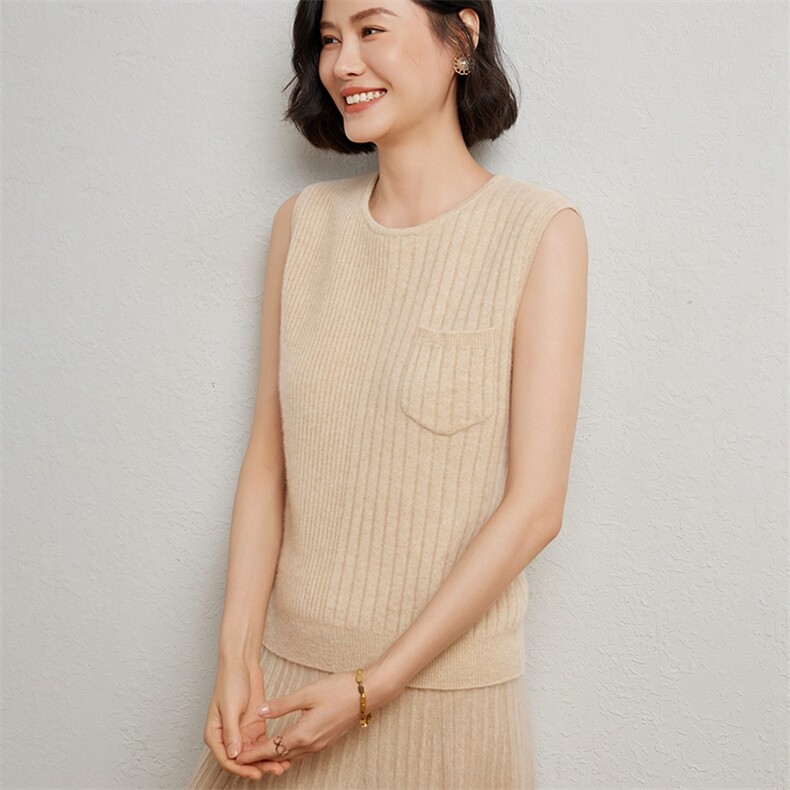 时尚不对称背心优雅显瘦秋冬必备打底衫，女装背心吊带，臻维羊绒