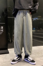 A114-P48可束脚格子裤男休闲裤男士大码哈伦裤男直筒裤，男装休闲裤，电商A040