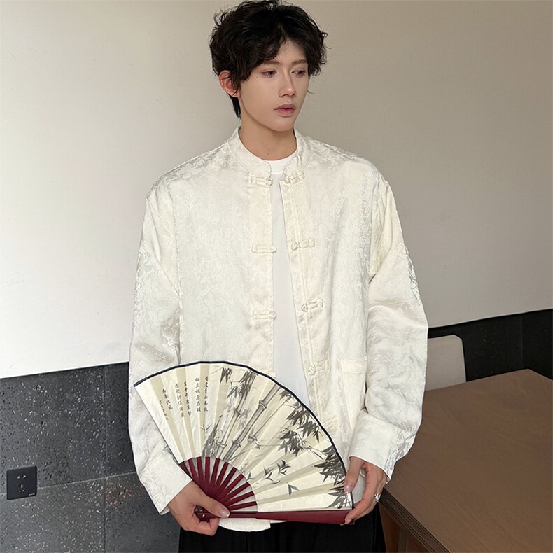秋款新中式长袖衬衫蝴蝶提花现货男士衬衫KS511-P80控98,男装衬衫,电商A021