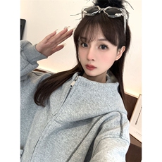 抖音得物高品质秋冬美式高街重磅结构辑明线纹理连帽卫衣外套W111，男装卫衣，电商A486