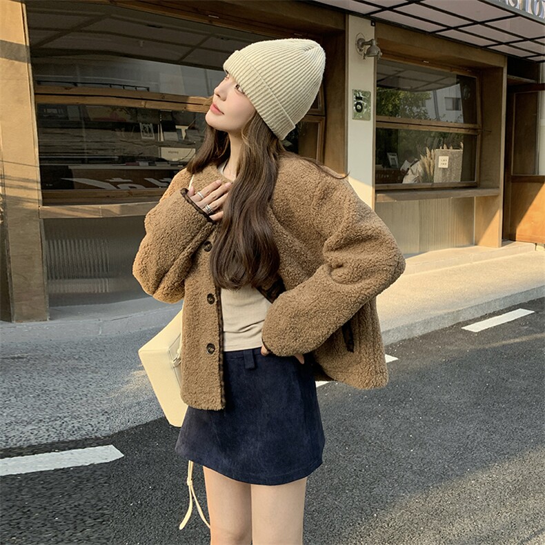 2024年冬季新款双面穿仿羊羔毛外套女0153,女装羊羔毛/颗粒绒,秋水欣儿