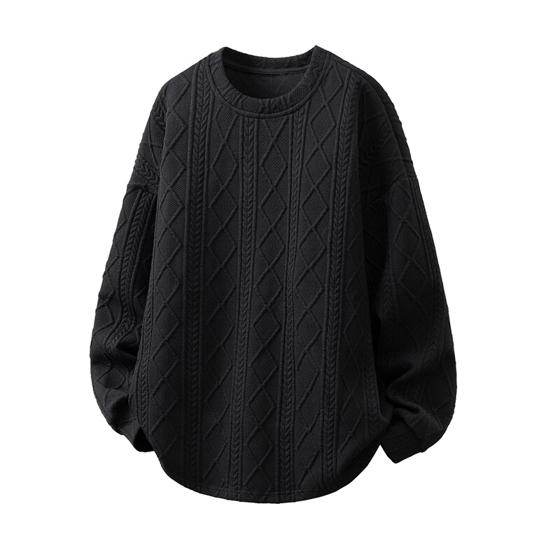 立体菱形花纹大码M-5XL卫衣男：聚酯纤维95%氨纶5%WY77052P38控58图片
