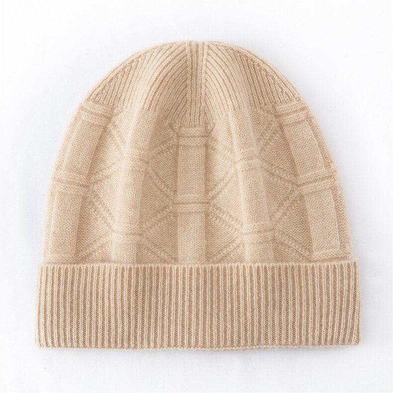 2025年秋季新款竹节花针织羊绒护耳帽时尚休闲通勤百搭，帽子，天宇悦翔羊绒