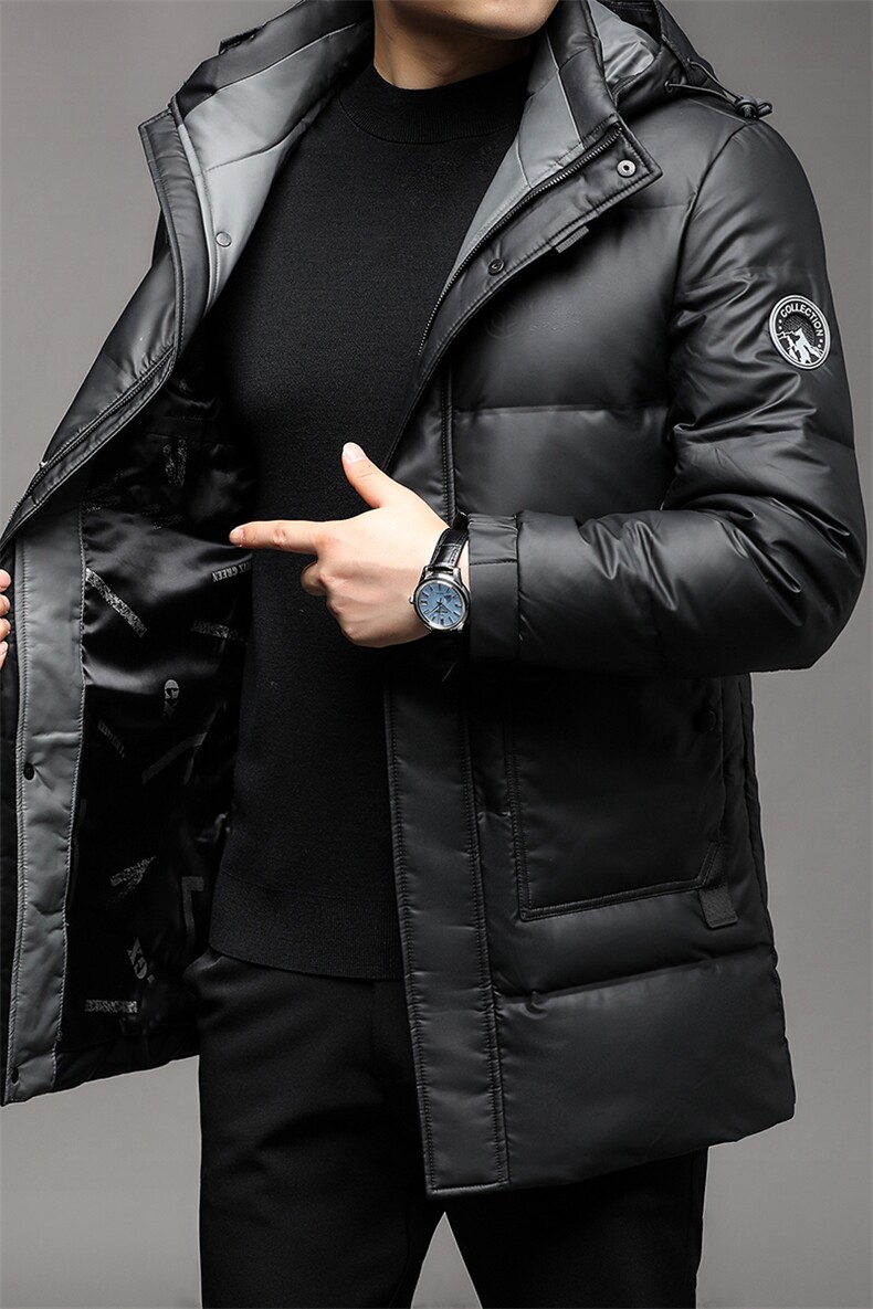 BJY08957新款冬季男士灰鸭绒羽绒服连帽保暖外套修身风衣大衣,男装风衣,电商B360
