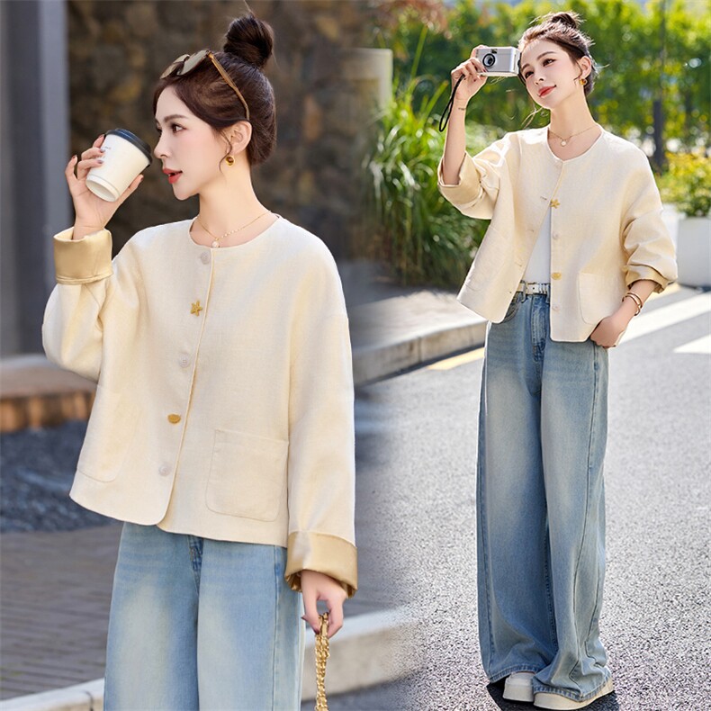 法式小香风气质优雅短外套女2025春秋季新款粉色甜美减龄夹克上衣,女装短外套,盈茜