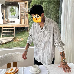 扎染纹理感冰丝衬衫男夏季薄款宽松廓形cityboy户外日系防晒衬衣
