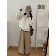 美式半拉链连帽套头针织衫男女同款秋冬外穿慵懒风宽松帽衫毛衣潮，男装针织衫/毛衣，星座410-6（原星座1304-1）