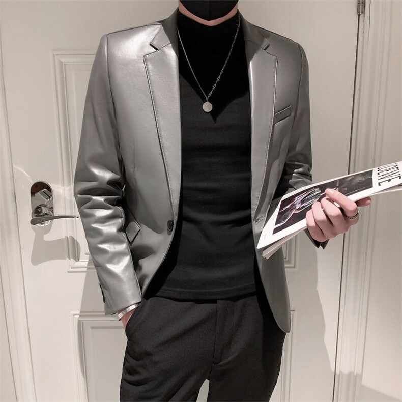 秋冬社会小伙皮衣夹克西装单西修身西服A236-XZ-161-P130,男装夹克,电商A236