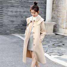 时尚单排扣韩版毛呢大衣优雅显瘦长款外套气质百搭女装，女装毛呢外套，秋水欣儿