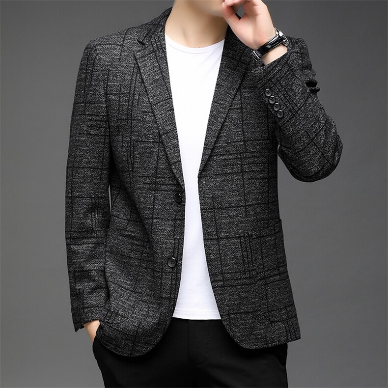 长袖翻领青年外套西服2023年春季时尚纯色百搭HYD21811,男装西服,钱塘6003（原4033）
