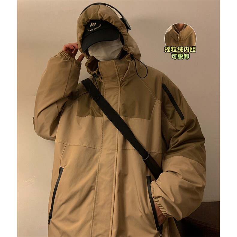 DZ3139-TP135控价198 冬季新款三合一冲锋衣保暖连帽外套男两件套图片