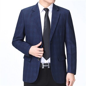 2023秋季新款休闲小西服男士修身单件上衣中年商务纯色西装外套男图片
