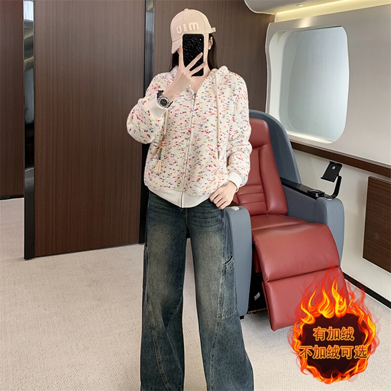 2025秋季新款休闲时尚套装女高级感洋气减龄彩色外套牛仔裤两件套,女装套装/套裙,江南