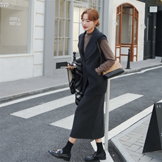 现货新款双面羊毛呢连帽百搭休闲羊毛马甲，女装双面呢大衣，丝露依尚（原SL）