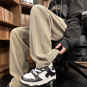 休闲裤男春秋舒适长裤宽织带垂感阔腿直筒裤A061-YJ6696-P55图片