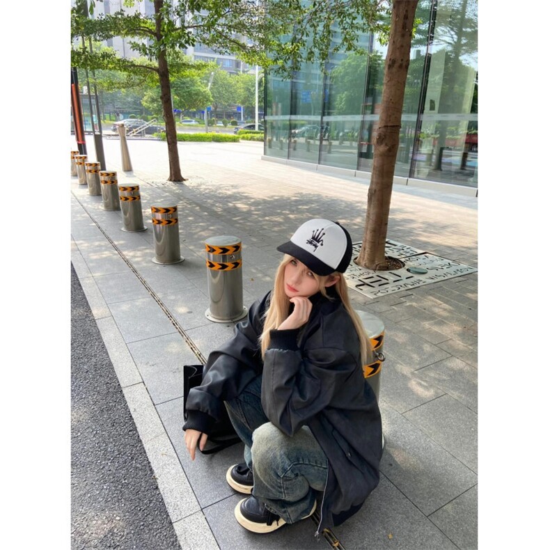 网络图现货皮夹克男女款拉链休闲宽松棒球服外套RJK8555-P85,男装夹克,星座1005-6