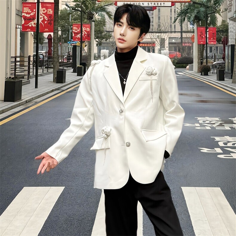 （）白色钉珠花朵流苏西服重工镶钻小西装5051-P128 （裤2611图片