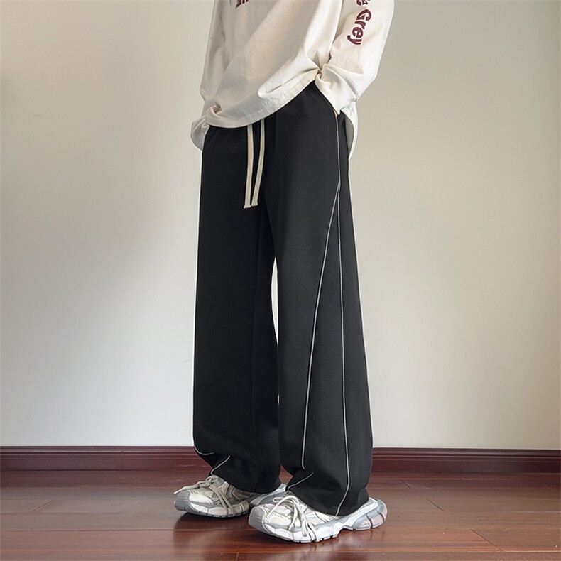 抖音品质秋季新款潮拼接反光条宽松休闲卫裤B315-K112-特p40控78,男装休闲裤,电商B315