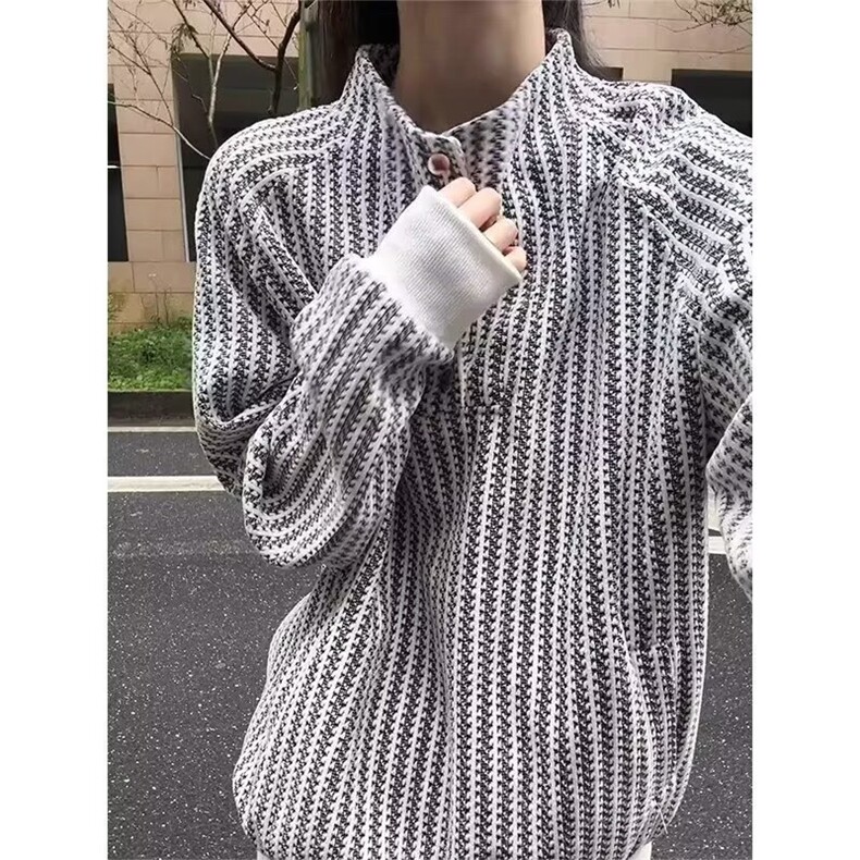 QC3335-P48 新款衬衣2025新款秋冬季卫衣打底设计高级感小众衬衫图片