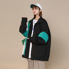 中性风小牛津上衣夹克宽松落肩拼色棒球服外套XZ214-8JK703-P68，男装夹克，星座1204-3