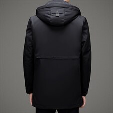 108111冬季精品貂绒内胆羽绒服加厚保暖休闲中长款连帽灰鸭绒，男装羽绒服，钱塘207-1