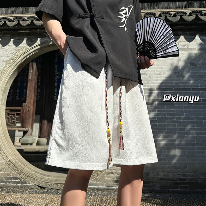 XZ616 夏季风新中式冰丝提花休闲五分裤短裤 TY2461 P35控48图片