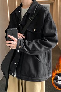 加绒厚款复古港夹克工装外套宽松牛仔衣HY02TP80控108常规款TP60图片