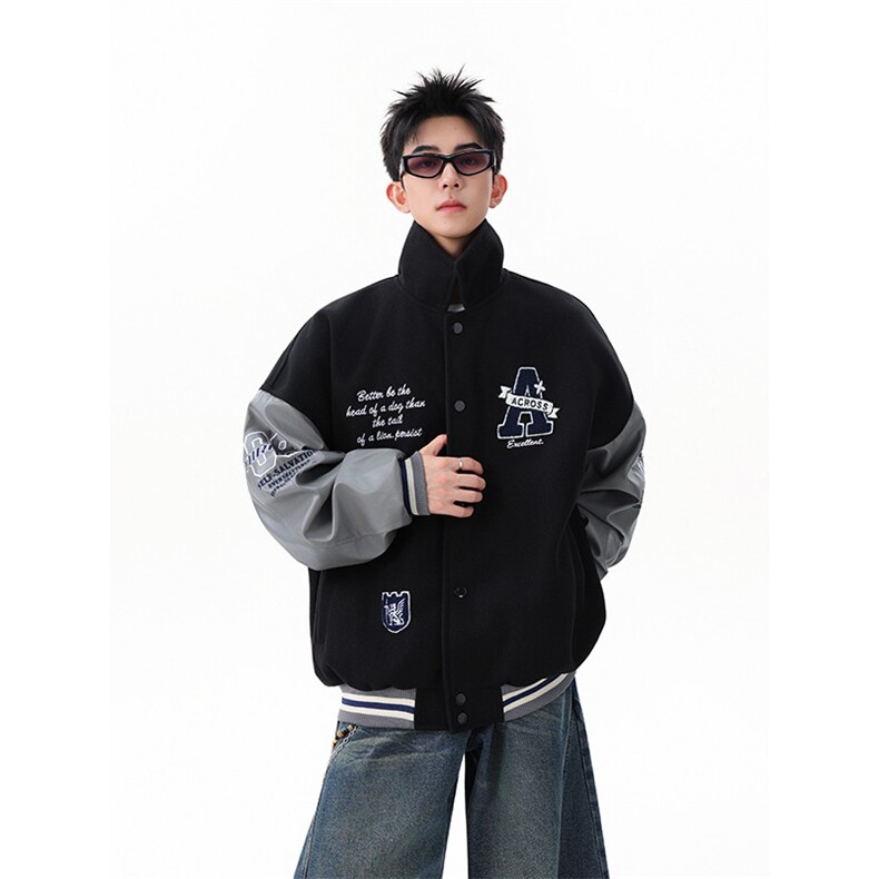 重磅毛巾绣撞色翻领夹克棒球服WT2558-P90-控158,男装夹克,星座609