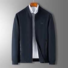 2023新款春季休闲时尚纯色立领棒球服中青年男士运动长袖男装外套图片