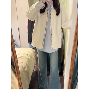 【有货】DJK8308-批75小香风宝石织带拼接翻领夹克美式情侣外套潮图片