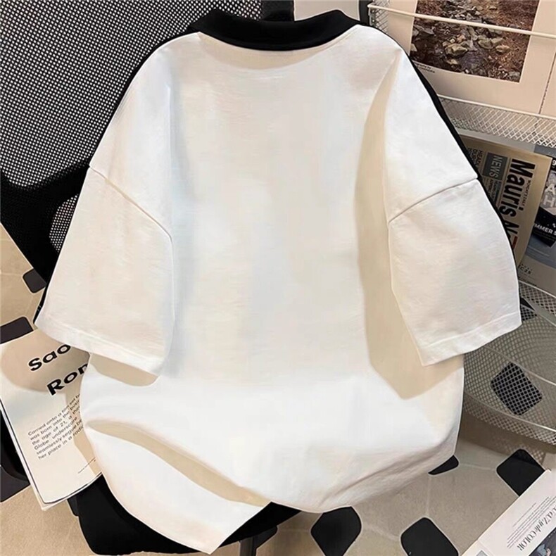 得物300克重磅纯棉宽松撞色打底短袖拉链POLO衫T恤男RH5036-特P40,男装T恤,星座610B-1