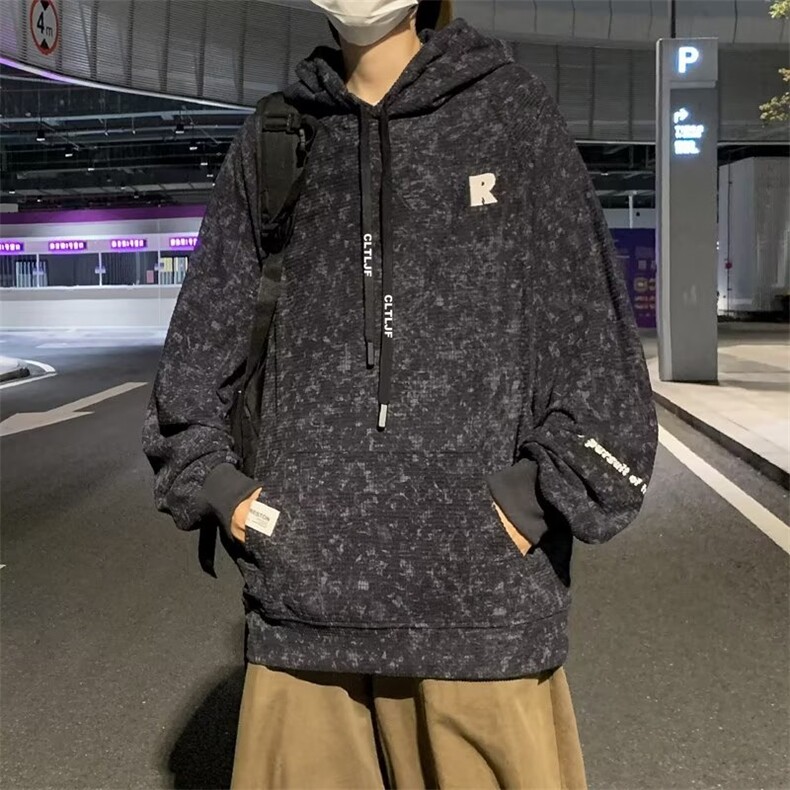 华夫格男潮ins港风潮流连帽卫衣XW025P48,男装卫衣,星座1116-2