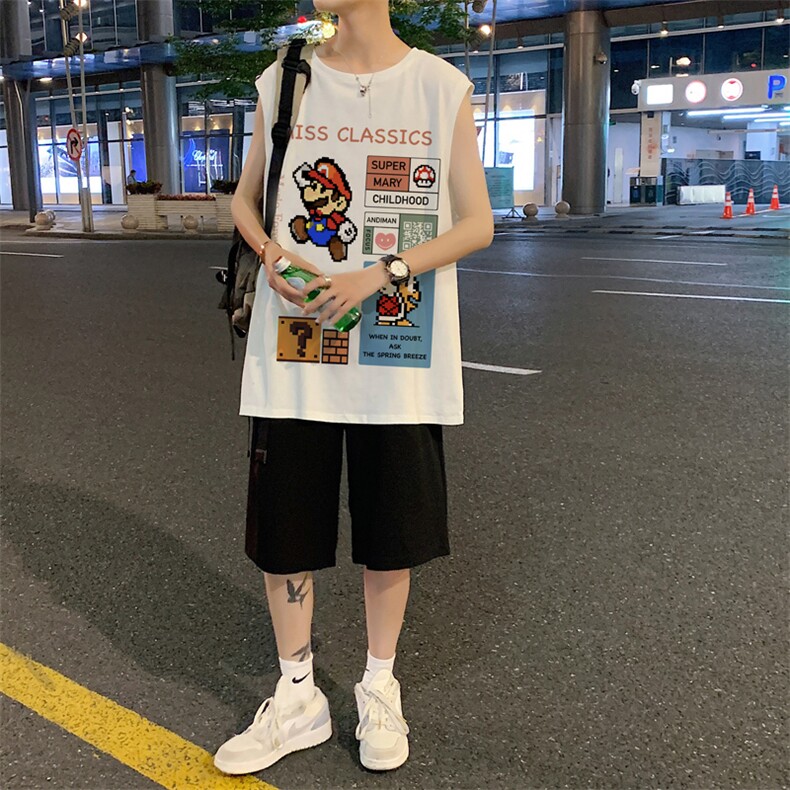 ！港风夏季无袖背心男汗衫男纯棉坎肩短袖T恤男B26-P20,男装背心/马甲,电商B367