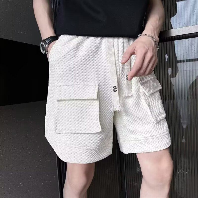 D04白色牛仔裤新款春夏高腰显瘦宽松直筒小众设计感阔腿裤子,男装休闲裤,星座308A-1（原309B-1）