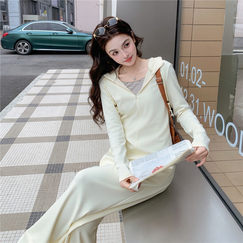 【新品】条纹拼接假两件上衣阔腿裤两件套,女装套装/套裙,2B076