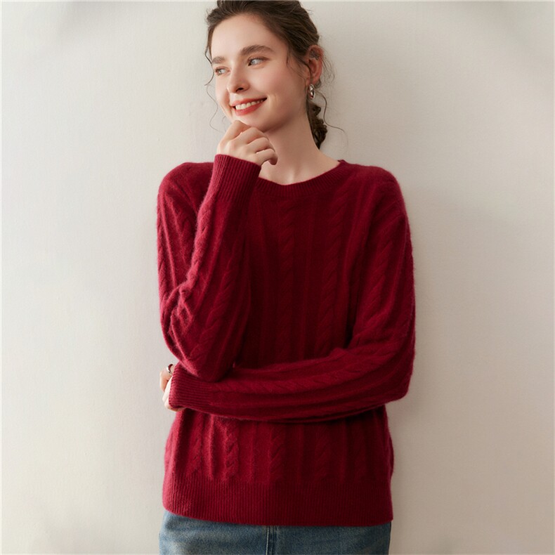 时尚山羊绒针织套装女显瘦圆领毛衣鱼尾半身裙2025秋冬新款羊毛衫,女装羊绒衫,绒盛美羊绒