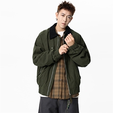 得物二开翻领百搭时尚灯芯绒简单复古工装夹克外套男JK1356-P85，男装夹克，星座1103-3