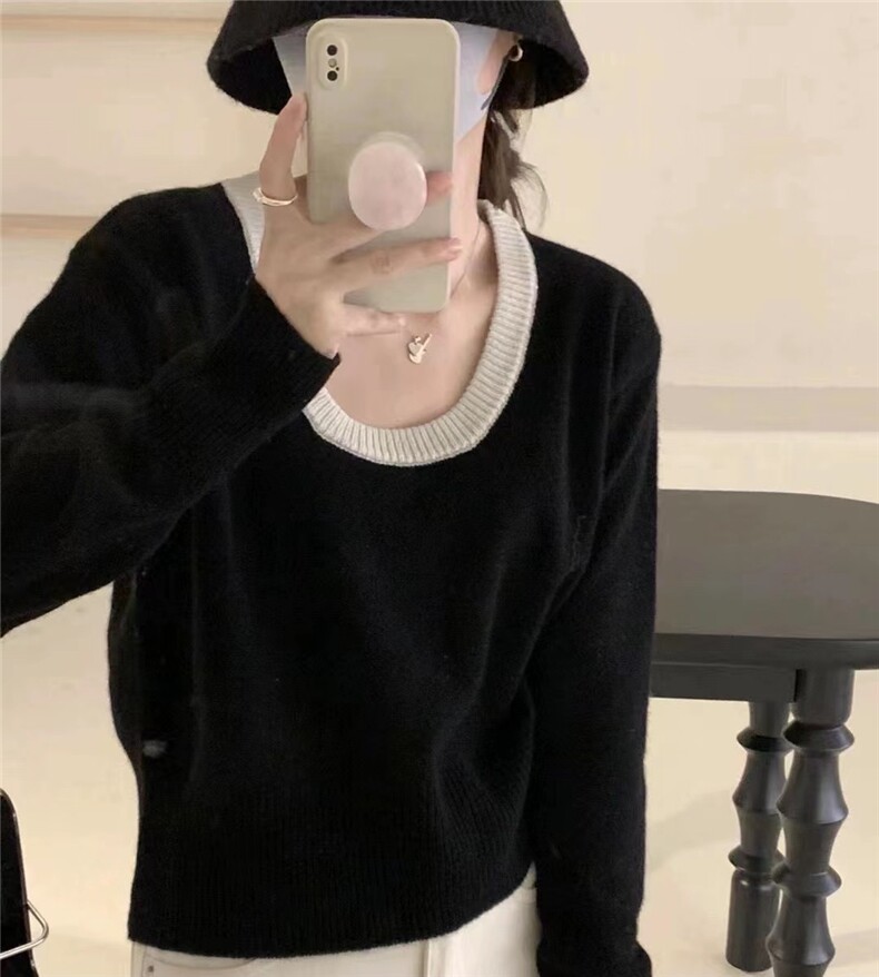 套头纯色2024年秋季圆领简约潮流羊毛衫,女装羊毛衫,德聚羊绒