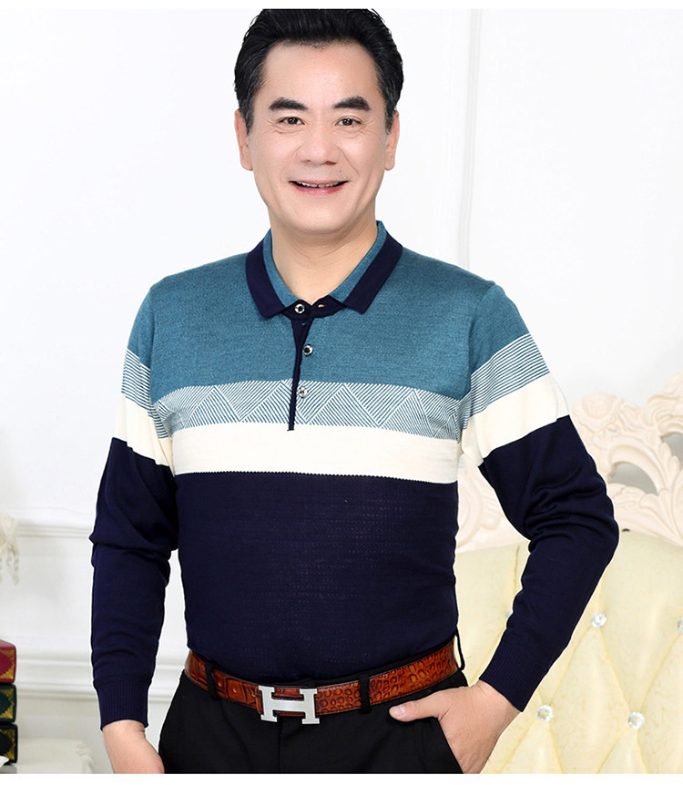 翻领卫衣男2023秋季新款中老年长袖t恤宽松潮流爸爸秋装休闲上衣图片