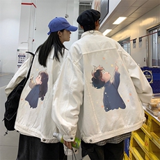 秋季港风情侣不一样印花男士牛仔夹克外套男JK570-P6588，男装夹克，星座912-1（原星座914-5）