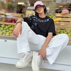万针全刺绣工艺抖音得物高品质260克重磅纯棉双纱美式高街短袖T恤图片