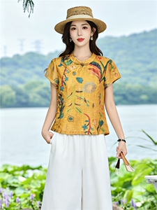 现货！夏季套装2026新款松弛感新中式盘扣上衣服女两件套端庄大气图片