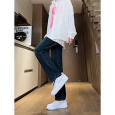 现货主推渐变复古蓝微喇直筒松紧腰休闲牛仔裤男女K5809-P50控69，男装牛仔裤，星座205