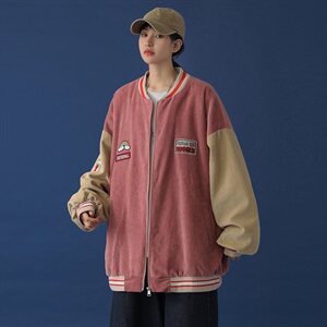 20年秋冬新款拼色水洗固色100%棉灯芯绒棒球服DS-B293-Y775-P90图片