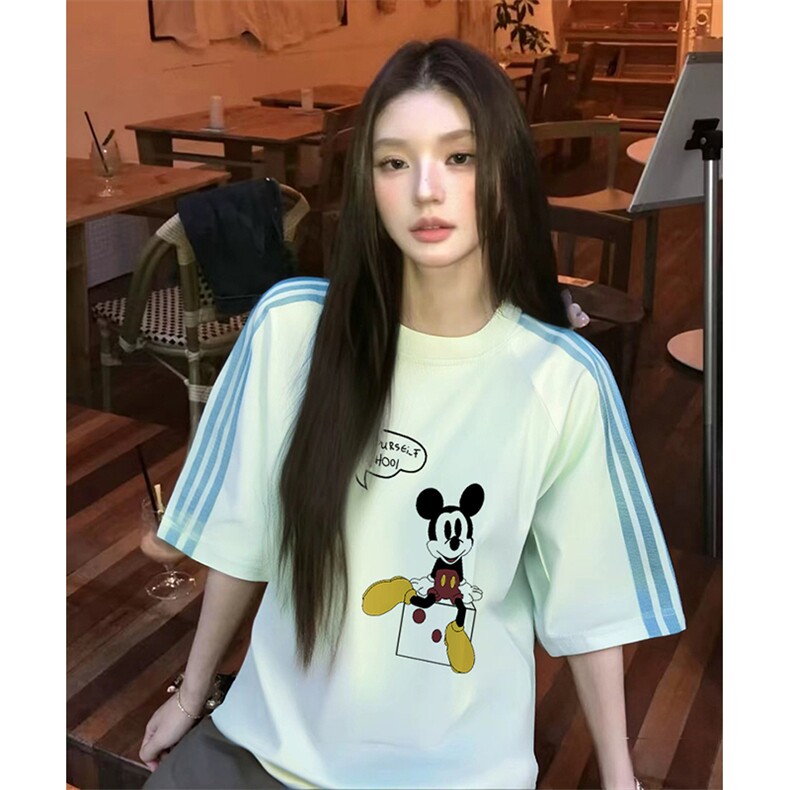 抖音得物品质二开240克宽松纯棉美式潮牌印花三条杠中性风短袖T恤,男装T恤,电商A486-1