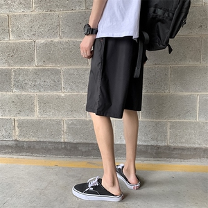 910A-D港风夏装纯色简约小清新情侣休闲短裤男潮图片