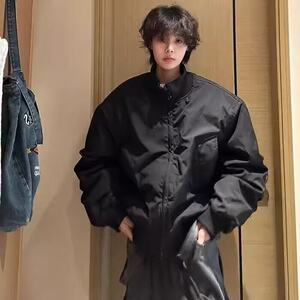 美式飞行夹克棉服男款春秋廓形情侣外套高级感立领夹棉棒球服图片