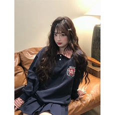 5297-P50原版做工刺绣纯棉华棉复合POLO领卫衣薄款，女装卫衣/绒衫，星座617A-2
